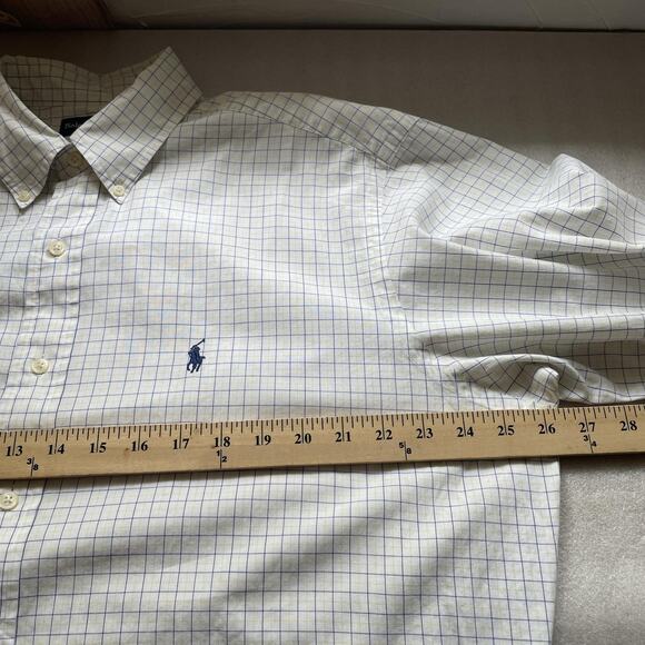 Y2K Ralph Lauren Shirt Men 16.5 34/35 White Check Yarmouth Button Down Pony Logo - Picture 6 of 12